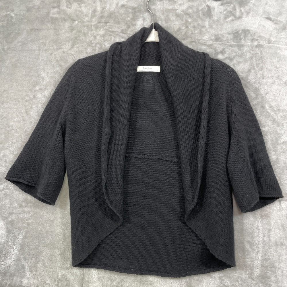 Neiman Marcus Cashmere Shrug Open Front Cardigan Women's M Black Bolero